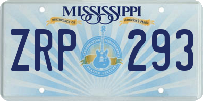 MS license plate ZRP293