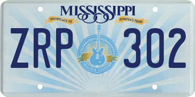 MS license plate ZRP302