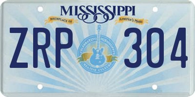 MS license plate ZRP304