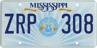 MS license plate ZRP308