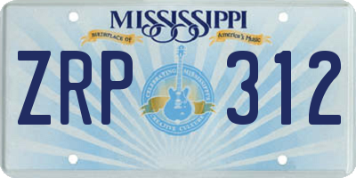 MS license plate ZRP312