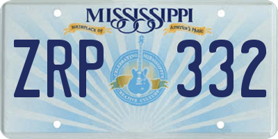 MS license plate ZRP332