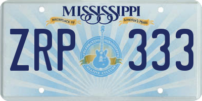 MS license plate ZRP333