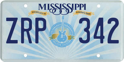 MS license plate ZRP342
