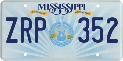 MS license plate ZRP352