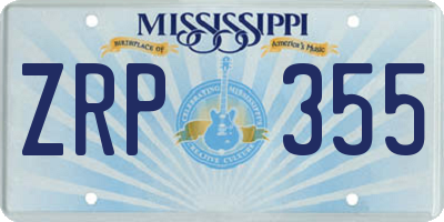 MS license plate ZRP355