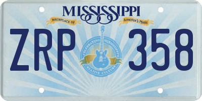 MS license plate ZRP358