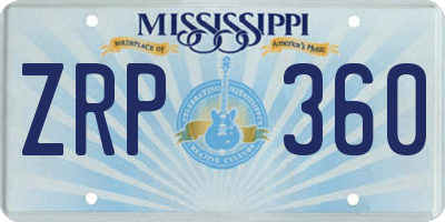 MS license plate ZRP360
