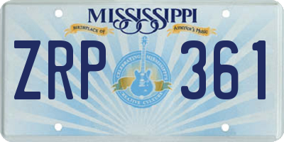 MS license plate ZRP361
