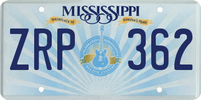 MS license plate ZRP362