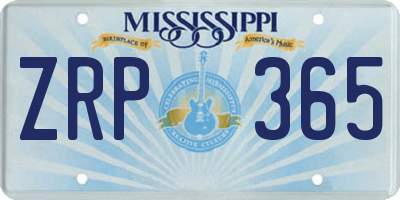 MS license plate ZRP365