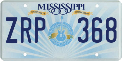 MS license plate ZRP368