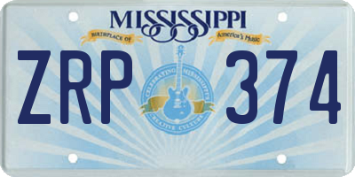 MS license plate ZRP374