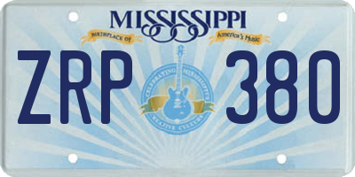 MS license plate ZRP380