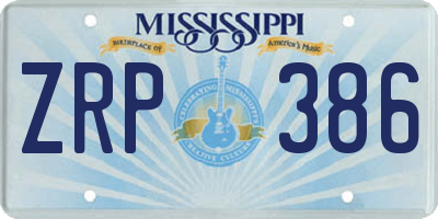 MS license plate ZRP386