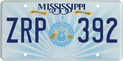 MS license plate ZRP392