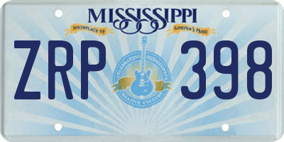 MS license plate ZRP398
