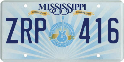 MS license plate ZRP416