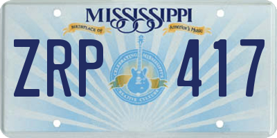 MS license plate ZRP417