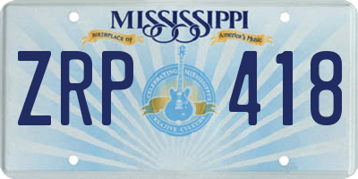 MS license plate ZRP418