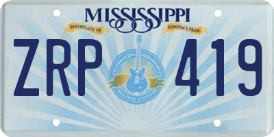 MS license plate ZRP419