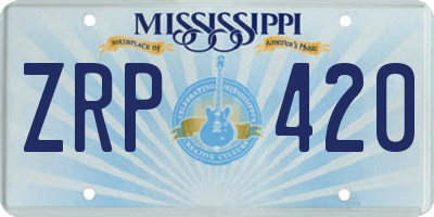 MS license plate ZRP420