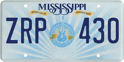 MS license plate ZRP430
