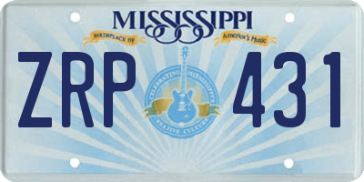 MS license plate ZRP431