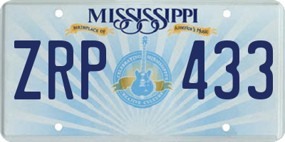 MS license plate ZRP433