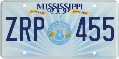 MS license plate ZRP455