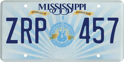 MS license plate ZRP457