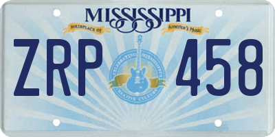 MS license plate ZRP458