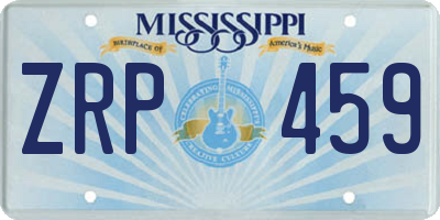 MS license plate ZRP459