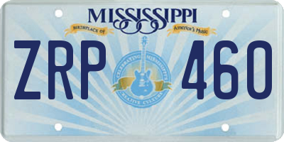 MS license plate ZRP460