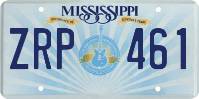 MS license plate ZRP461