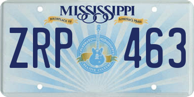 MS license plate ZRP463