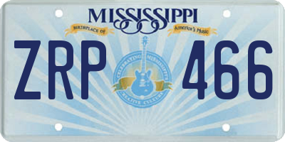 MS license plate ZRP466
