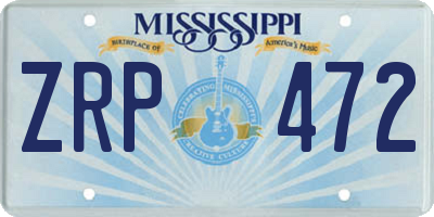 MS license plate ZRP472