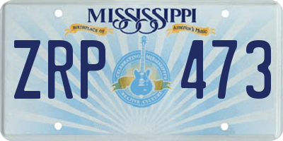 MS license plate ZRP473
