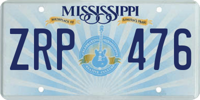 MS license plate ZRP476