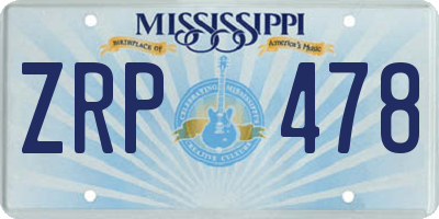 MS license plate ZRP478