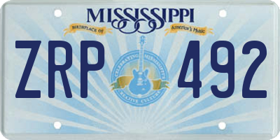 MS license plate ZRP492