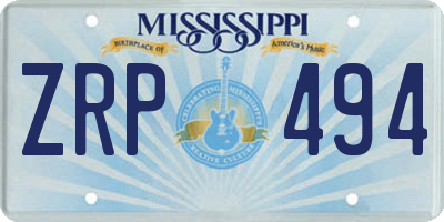 MS license plate ZRP494
