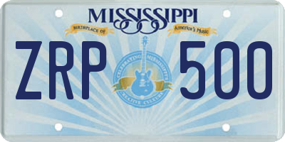 MS license plate ZRP500
