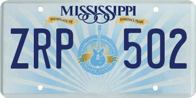 MS license plate ZRP502