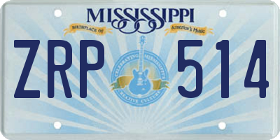 MS license plate ZRP514