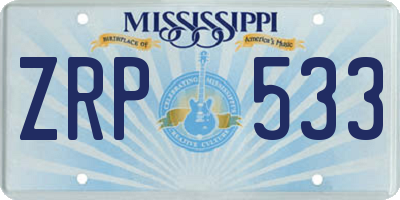 MS license plate ZRP533
