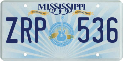 MS license plate ZRP536