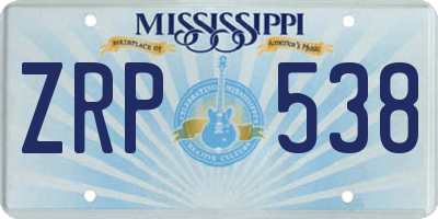 MS license plate ZRP538