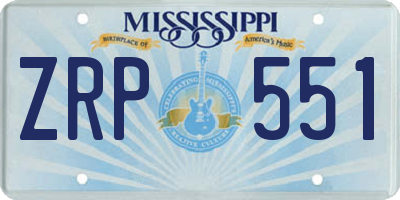 MS license plate ZRP551